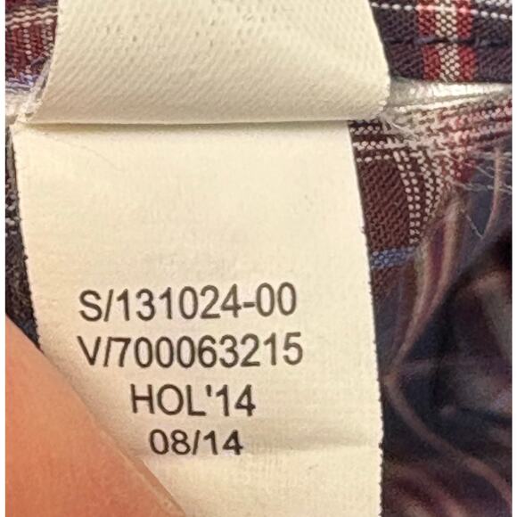 Banana Republic Western Snap Button Down, Red Blue Plaid, Slim Fit Mens Size L - Picture 8 of 8